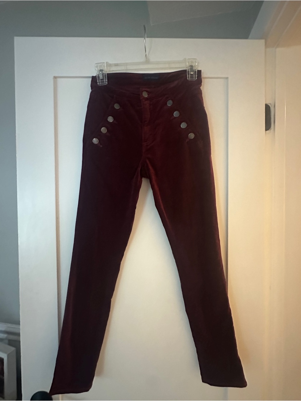 Ramy Brook Women's Burgundy High-Rise Button-Accent Jeans